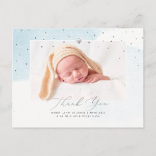 PixDezines Baby Shower Danke Blau Wasserfarbe Postkarte