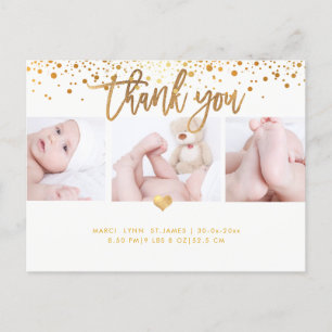 PixDezines Baby Shower Dankeschön/Dazzled Faux Gol Postkarte