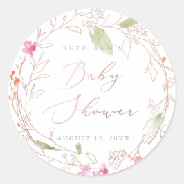 PixDezines Babydusche, Blumenwasser, Wasserfarbe Runder Aufkleber