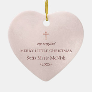 PixDezines Baby's 1. Weihnachten Foto, Blush Pink Keramik Ornament