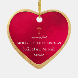 PixDezines Baby's First Christmas, Red Keramik Ornament