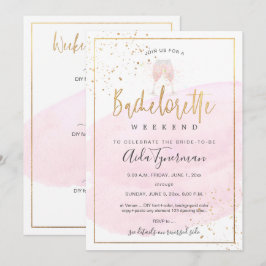 PixDezines Bachelorette Wochenende Pink Wasserfarb Einladung