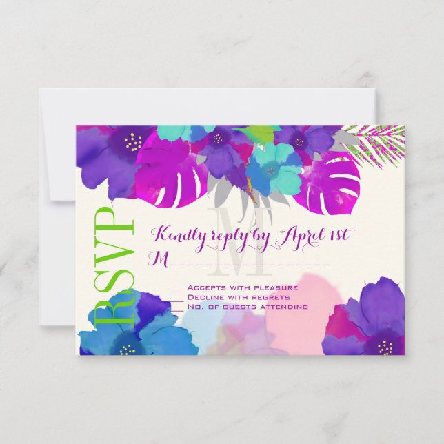 PixDezines bali kai/grün/lila/DIY RSVP Karte (Vorderseite)