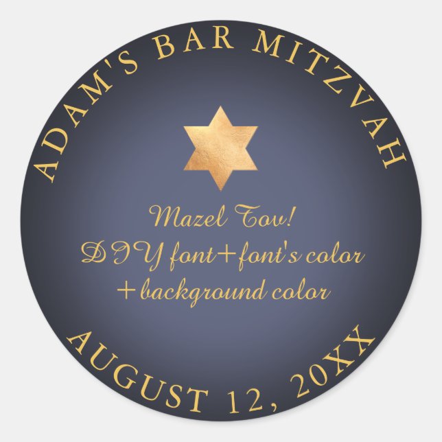 PixDezines Bar Mitzvah/Bat Mitzvah/DIY Runder Aufkleber (Vorderseite)