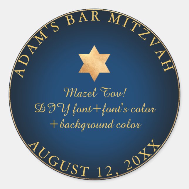 PixDezines Bar Mitzvah/Bat Mitzvah/DIY Runder Aufkleber (Vorderseite)