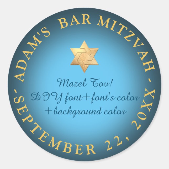 PixDezines Bar Mitzvah/Bat Mitzvah/DIY Runder Aufkleber (Vorderseite)