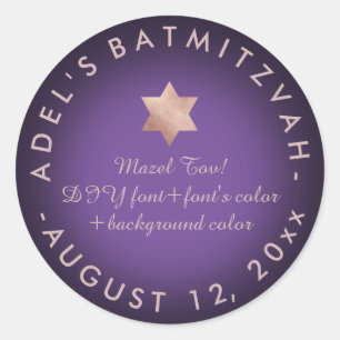 PixDezines Bar Mitzvah/Bat Mitzvah/DIY Runder Aufkleber