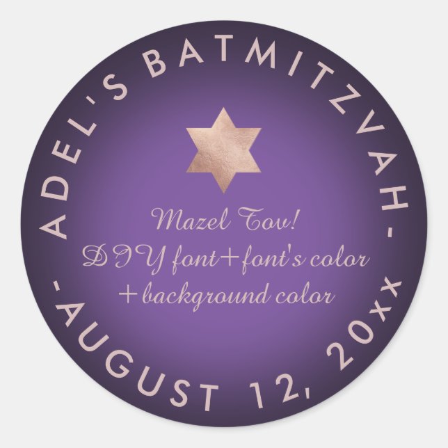 PixDezines Bar Mitzvah/Bat Mitzvah/DIY Runder Aufkleber (Vorderseite)
