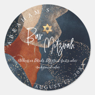 PixDezines Bar Mitzvah, H2 Moderne Abstrakte Klass Runder Aufkleber