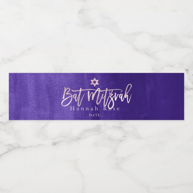 PixDezines Bar Mitzvah, Violette Wasserfarbe+Blush (Einzelnes Label)