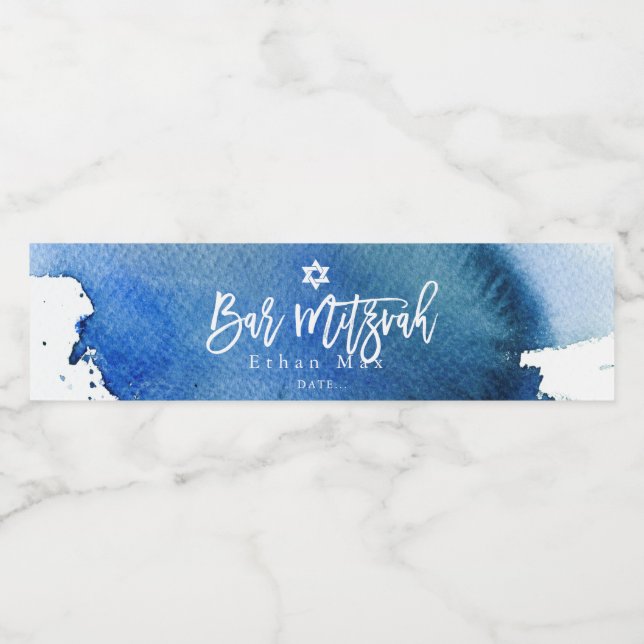 PixDezines Bar Mitzvah, Wasserfarbe der Marine (Einzelnes Label)