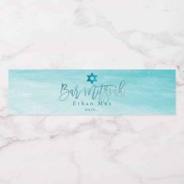 PixDezines Bar Mitzvah Wasserfarbe Strand (Einzelnes Label)