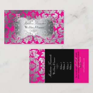 PixDezines Barock-Damaskus Falsch Silber/Rosa Hot Visitenkarte