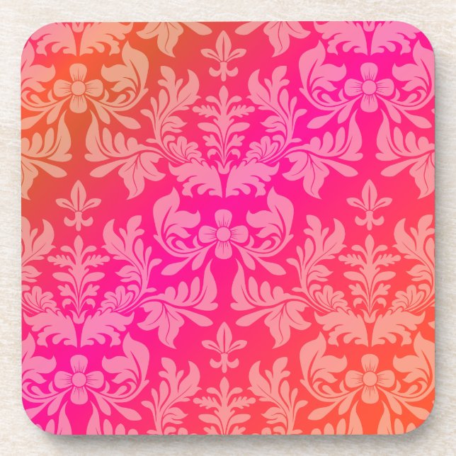 PixDezines Baroque Damask/DJ Hintergrundfarbe Untersetzer (Vorderseite)