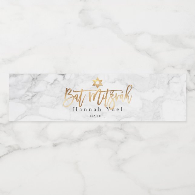 PixDezines Bat Mitzvah, Marmor+Imitate Gold (Einzelnes Label)