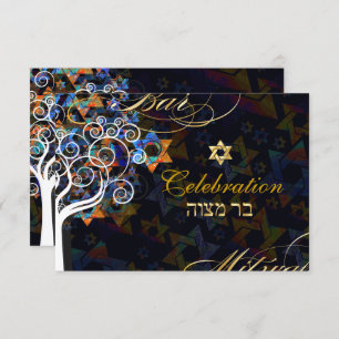 PixDezines Baum des Lebens/Bar Mitzvah Feier Einladung