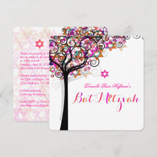 PixDezines Baum des Lebens Bat Mitzvah/DIY Hinterg Einladung