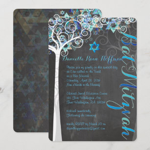 PixDezines Baum des Lebens Bat Mitzvah/Kreidetafel Einladung