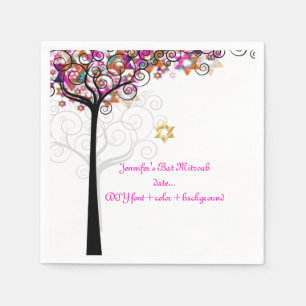PixDezines-BAUM DES LEBENS/BVT MITZVAH/PINK Serviette