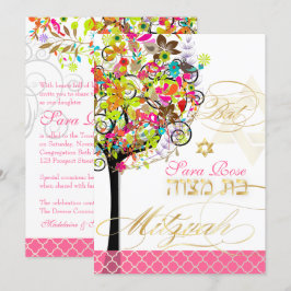 PixDezines-Baum des Lebens/Frühlingsblüten/Mitzvah Einladung