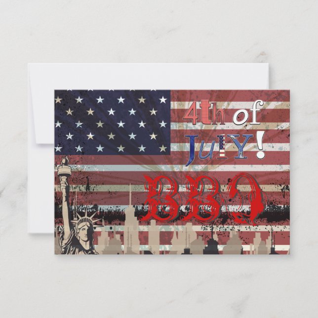 PixDezines BBQ, 4 juillet invitations (Devant)