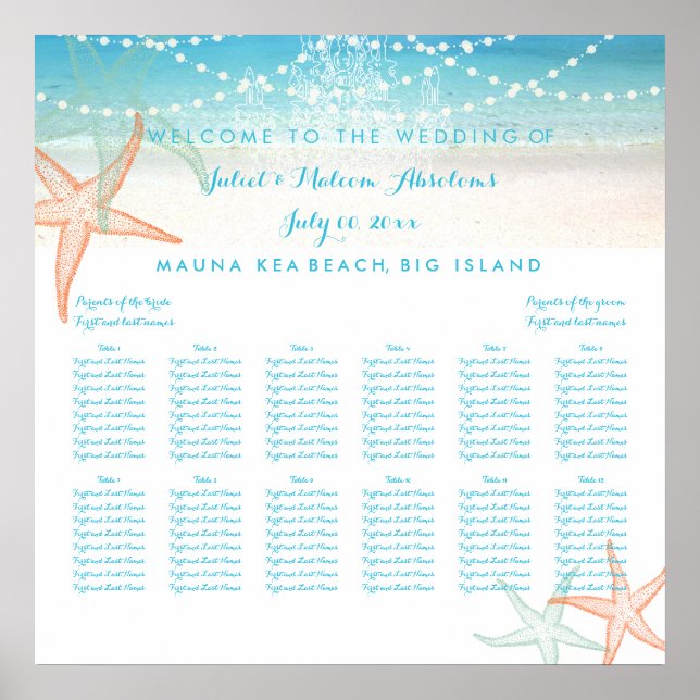 PixDezines Beach/Chadeliers/Seating Chart Poster (Vorne)