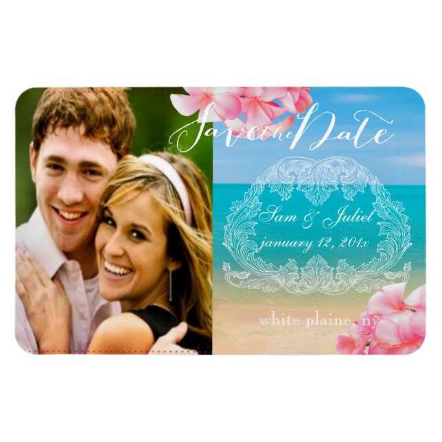 PixDezines Beach Foto rett Date/DIY Schriftartes Magnet (Horizontal)