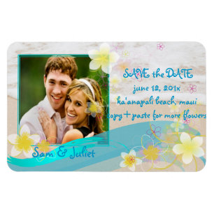 PixDezines Beach+Plumeria rett Datum/Farbe der DIY Magnet