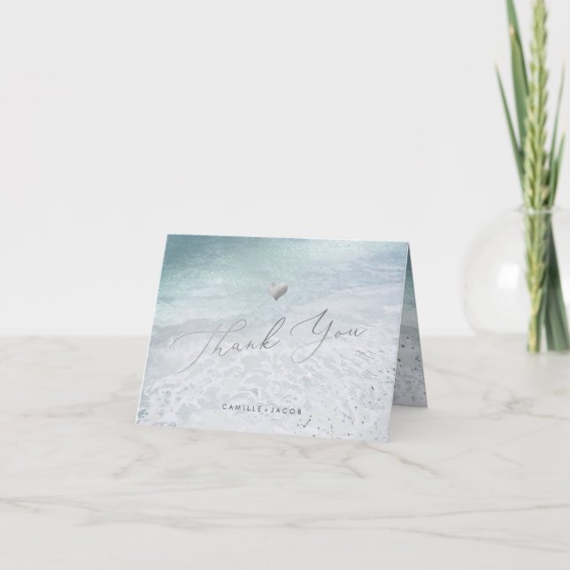 PixDezines Beach Shoreline Wedding Vielen Dank Dankeskarte (Vorderseite)