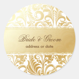 PixDezines Bellissimo Damask Runder Aufkleber