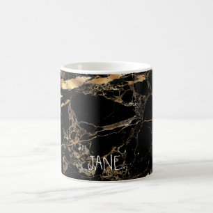 PixDezines BLACK MARBLE IMITAT GOLD VEINS Kaffeetasse