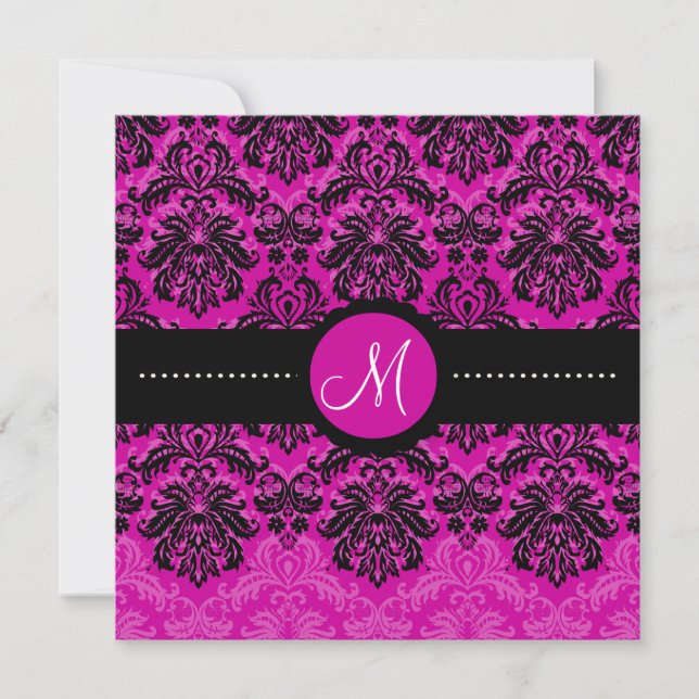 PixDezines Black Piqué Damask/DIY Pink Velvet Einladung (Vorderseite)