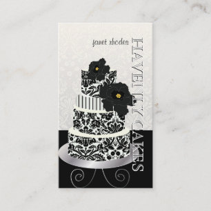 PixDezines Black+White Damask Kuchen/Pâtisserie Visitenkarte