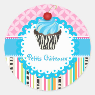PixDezines Blaubeerwirbel-Cupcake/DIY-Farbe Runder Aufkleber