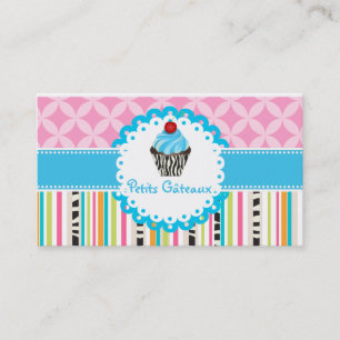 PixDezines Blaubeerwirbel-Cupcake+Streifen Visitenkarte