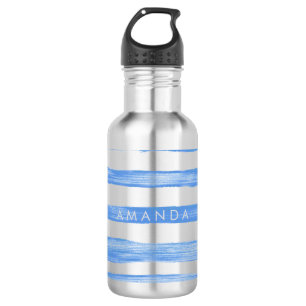 PixDezines Blaue Aquarellstreifen/einstellbar Trinkflasche