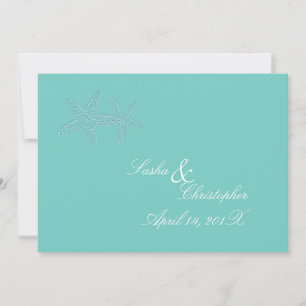 PixDezines Blaue Seesterne Hochzeitseinladungen Einladung