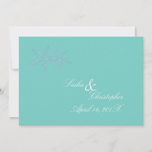 PixDezines Blauer Sternenfisch Hochzeit Einladunge Einladung (Vorderseite)