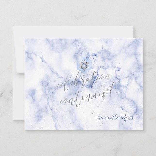 PixDezines Blue Honeycomb Mitzvah Empfang Card ✡ RSVP Karte (Vorderseite)