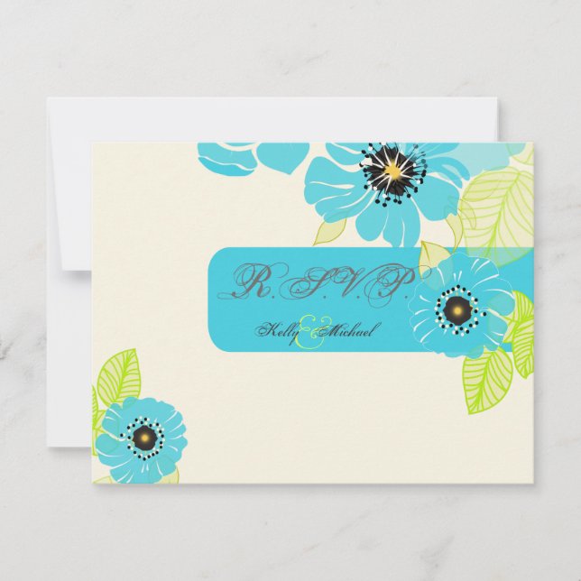 PixDezines Blue Poppies RSVP-Karten RSVP Karte (Vorderseite)