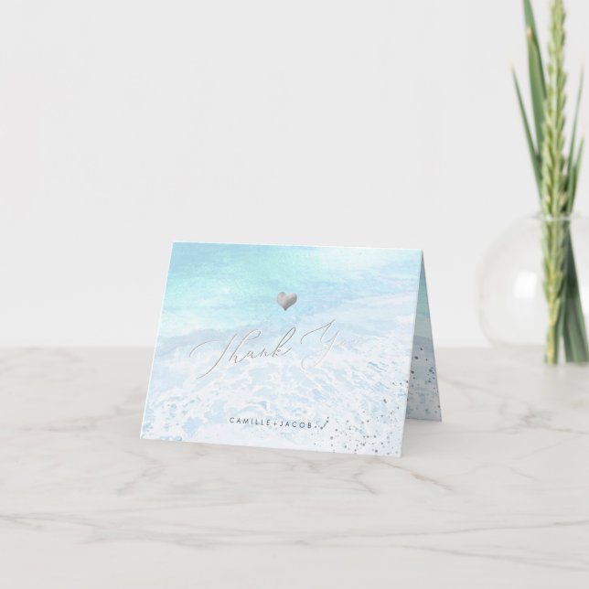 PixDezines Blue Shoreline Wedding Vielen Dank Dankeskarte (Vorderseite)