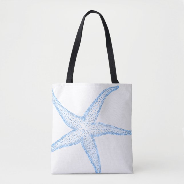 PixDezines Blue Starfish /DIY Hintergrundfarbe Tasche (Vorderseite)