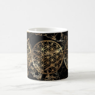 PixDezines BLUME DES LEBENS FALSCHGOLD+MARMOR Kaffeetasse