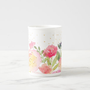 PixDezines Blumen-/Aquarell-/Frühlingsstrauß Prozellantasse