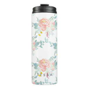 PixDezines Blumen/Aquarell/Pfingstrosen/Pfirsich+M Thermosbecher
