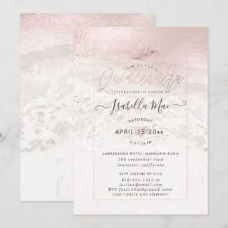 PixDezines Blush Beach / Shoreline Quinceanera Einladung
