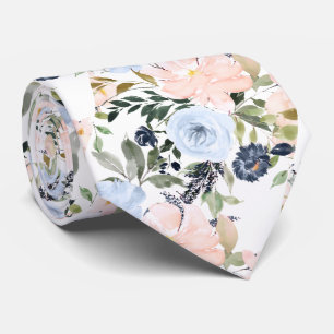 PixDezines Blush Blaue Wasserfarben Blumen DIY Far Krawatte