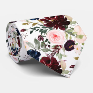 PixDezines Blush Burgund Navy H2 Botanisch Krawatte