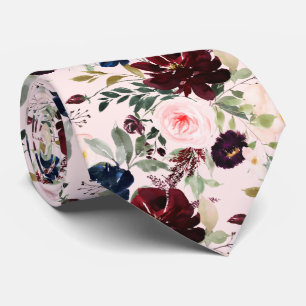 PixDezines Blush Burgund Weinblau H2 Botanisch Krawatte