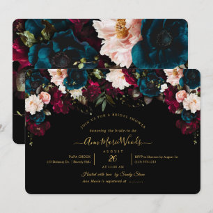 PixDezines Blush Burgund Weinrote Teal Brautparty- Einladung
